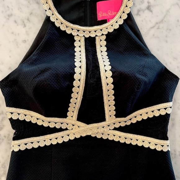 Lilly Pulitzer NWOT Layne Stretch Shift Dress Black & Gold Size 00 - Picture 6 of 9